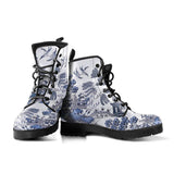 Willow Pattern blue and white - Classic boots, combat boots, Lace up Festival boots - MaWeePet- Art on Apparel