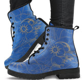 Sun and Moon Blue Angles  - Classic boots, combat boots, Lace up Festival boots - MaWeePet- Art on Apparel