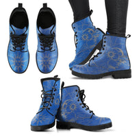 Sun and Moon Blue Angles  - Classic boots, combat boots, Lace up Festival boots - MaWeePet- Art on Apparel