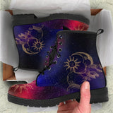 Sun and Moon Red Nebula  - Classic boots, combat boots, Lace up Festival boots - MaWeePet- Art on Apparel