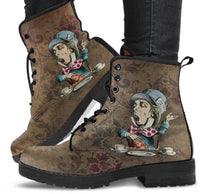 Mad Hatter Natural Grunge -Womans Combat boots, , Hippy Festival, Combat Boots - MaWeePet- Art on Apparel