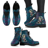 Mad Hatter Pink/ Blue -Womans Combat boots, , Hippy Festival, Combat Boots - MaWeePet- Art on Apparel