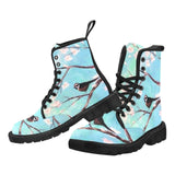 Mist Blue Bird-Women's Canvas Boots, Combat boots ,  Combat Boots, Hippie Boots - MaWeePet- Art on Apparel