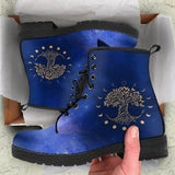 Tree of Life Blue-Women's Combat boots,  Festival, Combat, Vintage Hippie Lace up Boots - MaWeePet- Art on Apparel