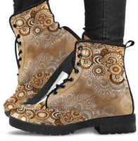 Brown Paisley -Women's Combat boots,  Festival, Combat, Vintage Hippie Lace up Boots - MaWeePet- Art on Apparel
