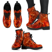 Dragonfly Burnt Orange Grunge-Classic boots, combat boots, Lace up Festival boots - MaWeePet- Art on Apparel