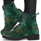 Ankle Boots, Women's Lace Up, Combat boots, Classic Short boots 'Green Mandala Boots' - MaWeePet- Art on Apparel