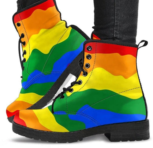 Pride Gay- Unisex Rainbow Pride, LGBTQ, Gay Pride Boots, Combat Doc Boots, Classic Ankle Boots - MaWeePet- Art on Apparel