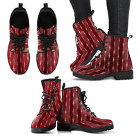 Ankle Boots, Unisex Lace Up, Combat boots- Christmas Red Stripes Mens and womans sizes available - MaWeePet- Art on Apparel