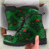 Ankle Boots, Unisex Lace Up, Combat boots, Classic Short boots- Christmas Green. Mens and womans sizes - MaWeePet- Art on Apparel