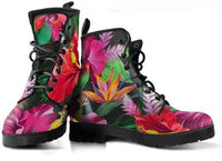 Tropical Hibiscus Flower- Ankle Boots, Women's Shoes, Vegan Leather, Lace up, Classic Short boots - MaWeePet- Art on Apparel