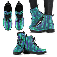 Combat, Boots Lace up, Classic Short boots -Skeletons Blue - MaWeePet- Art on Apparel