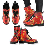 Combat, Boots Lace up, Classic Short boots, Combat boots, -  Red and Gold - MaWeePet- Art on Apparel