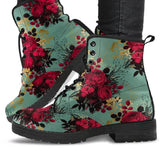Combat Boots, Lace up, Classic Short boots- Grunge Roses - MaWeePet- Art on Apparel