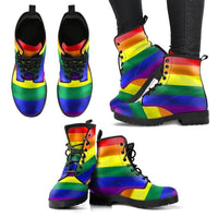 Rainbow Pride -Womens Pride, LGBTQ, Gay Lesbian Pride Boots, Womans Vegan boots Handcraft Boots, Combat Boots, Hippie Boots - MaWeePet- Art on Apparel