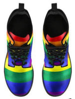 Rainbow Pride -Womens Pride, LGBTQ, Gay Lesbian Pride Boots, Womans Vegan boots Handcraft Boots, Combat Boots, Hippie Boots - MaWeePet- Art on Apparel