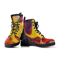 Red Yellow Swirl -Combat boots, , Designer Boots, Combat Boots, Hippie Boots - MaWeePet- Art on Apparel