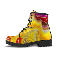 Red Yellow Swirl -Combat boots, , Designer Boots, Combat Boots, Hippie Boots - MaWeePet- Art on Apparel