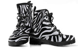 Zebra Print - Ankle Boots, Women's Shoes, Vegan Leather, Women's Lace Up, Handcrafted Boots - MaWeePet- Art on Apparel