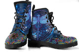 Dragonfly Blue -Ankle Boots, Women's Lace Up, Combat boots, Classic Short boots - MaWeePet- Art on Apparel