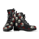 Combat boots, , Combat, Boots Lace up, Classic Short boots - Skulls red cross men and womans sizes - MaWeePet- Art on Apparel
