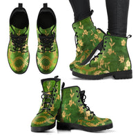 Combat Boots, Lace up, Classic Short boots- Christmas gold and green - MaWeePet- Art on Apparel