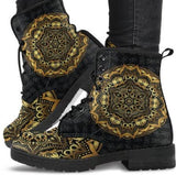 Gold Emblem -Women's Boho Boots, Combat boots,  Festival Combat, Hippie Boots Lace up, Classic Short boots - MaWeePet- Art on Apparel