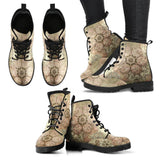 Old Flower -Women's Boho Boots, Combat boots,  Festival Combat, Hippie Boots Lace up, Classic Short boots - MaWeePet- Art on Apparel