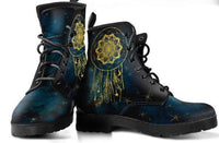 Dream Catcher Blue-Women's Boho Boots, Combat boots,  Festival Combat, Hippie Boots Lace up, Classic Short boots - MaWeePet- Art on Apparel