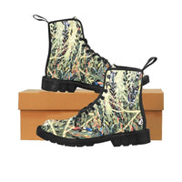 Fern Leaves-Women's Canvas Boots, Combat boots , Combat Boots, Hippie Boots - MaWeePet- Art on Apparel