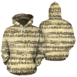 Sheet Music Warm Fleece Hoodie in Men's sizes. Unisex - MaWeePet- Art on Apparel