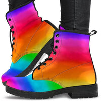 Rainbow Pride 3- Lgbtq -Women's Combat boots,  Festival, Hippie Lace up Boots Lace up, Classic Short boots - MaWeePet- Art on Apparel