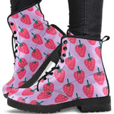 Pink Strawberrys- Classic combat boots Style Festival Combat, Boho Hippie Boots - MaWeePet- Art on Apparel