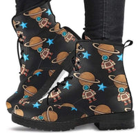 Space Man Planets - Womans Classic combat boots Style Festival Combat, Boho Hippie Boots - MaWeePet- Art on Apparel