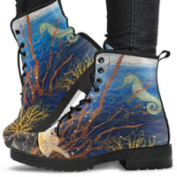 Ocean Life- Combat boots,  Boots Lace up, Classic Short boots - MaWeePet- Art on Apparel