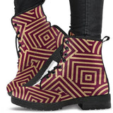 Maroon Zig puzzel -Womans Combat boots, , Designer Boots, Combat Boots, Hippie Boots - MaWeePet- Art on Apparel
