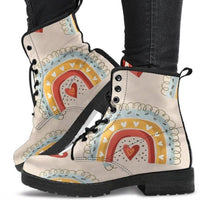 Boho Heart -Classic boots, combat boots, Lace up, Festival hippy boots - MaWeePet- Art on Apparel
